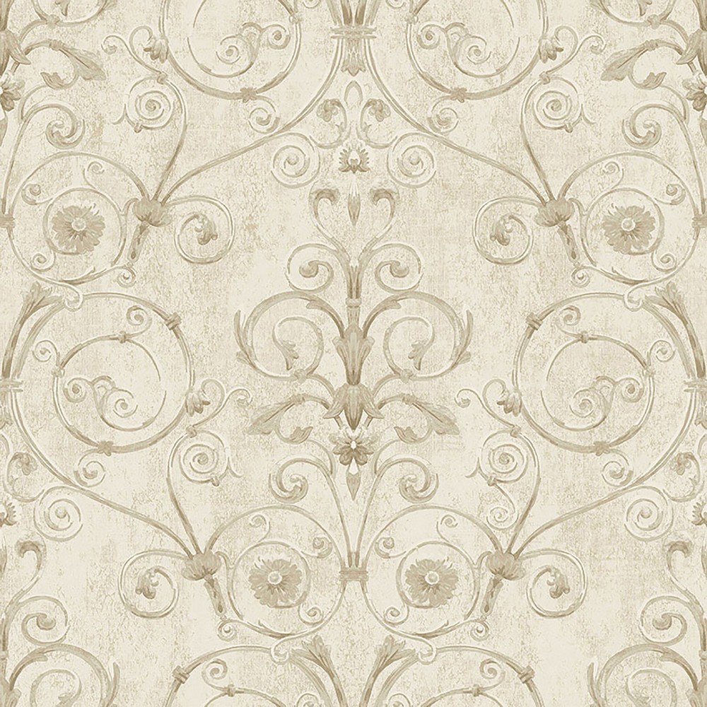 Brewster Wallcovering Curlicue Beige Scroll Wallpaper Wallpaper