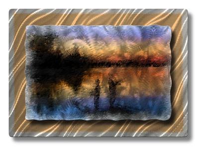 All My Walls Sunset Fishing Blue, Orange, Black, Silver