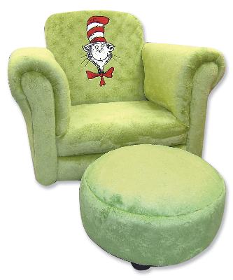 Trend Lab Dr. Seuss Cat in the Hat Sage Chair with Ottoman 