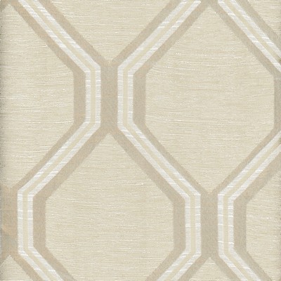 Heritage Fabrics Arbor Bisque Beige Polyester  Blend Lattice and Fretwork fabric by the yard.