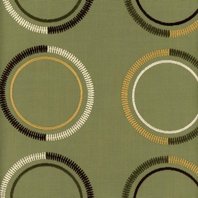 Roth and Tompkins Textiles Halo Grass  Green Multipurpose Polyester 52% Polyester 48% Cotton Fire Rated Fabric Circles and Swirls Crewel and Embroidered  Polka Dot fabric by the yard.