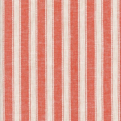 Roth and Tompkins Textiles Madaket Stripe Chili  Red Multipurpose Cotton 42% Cotton 41% Polyester 12% Viscose 5% Linen Fire Rated Fabric Striped fabric by the yard.