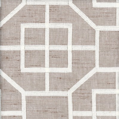 Heritage Fabrics Octagon Linen Beige Polyester  Blend Lattice and Fretwork fabric by the yard.