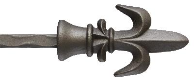 Ona Drapery Hardware FLEUR DE LIS for Swing Arm Shown in Natural Iron