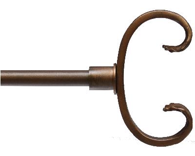 Ona Drapery Hardware Scroll for Swing Arm Shown in Sepia