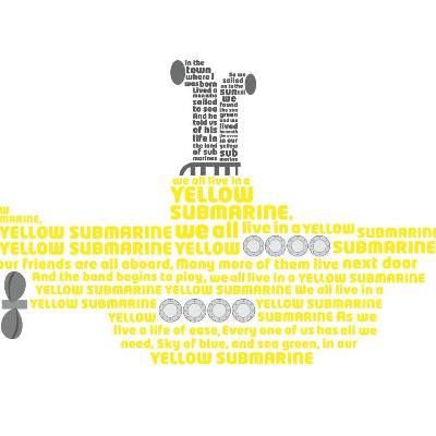 York Wallcovering Yellow Submarine Lyrics Peel & Stick Giant Wall Decals Yellow