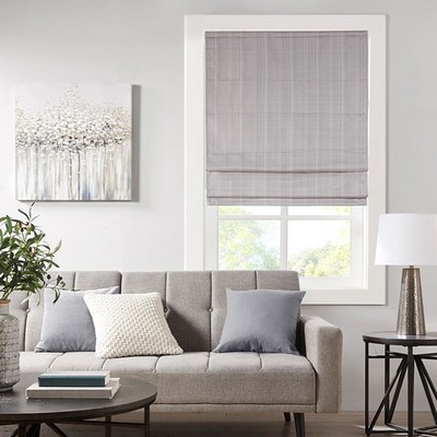 Olliix Galen Basketweave Cordless Roman Shade Grey