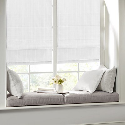 Olliix Galen Basketweave Cordless Roman Shade White