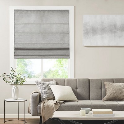 Olliix Como Faux Silk Cordless Roman Shade Grey