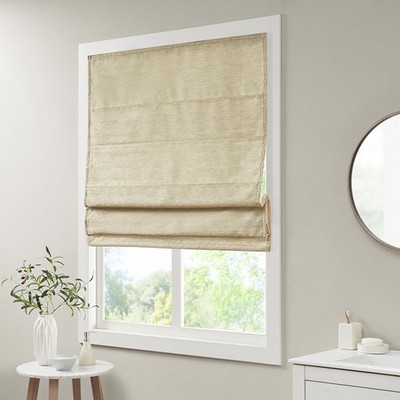 Olliix Como Faux Silk Cordless Roman Shade Taupe