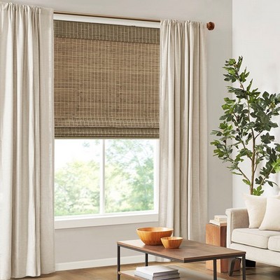 Olliix Eastfield Bamboo Light Filtering Roman Shade Natural Ash