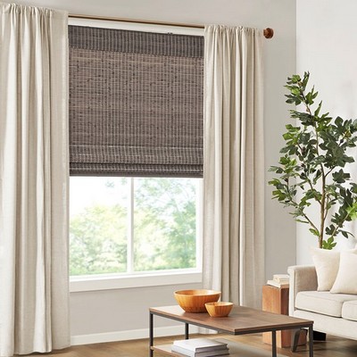 Olliix Eastfield Bamboo Light Filtering Roman Shade Grey Ash