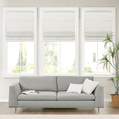 Olliix Kyler Linen Blend Light Filtering Cordless Roman Shade White