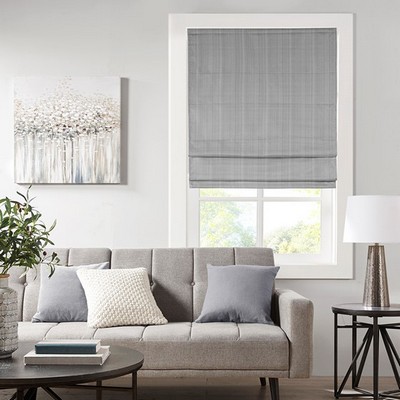 Olliix Galen Basketweave Cordless Roman Shade Charcoal