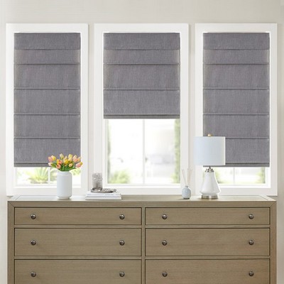 Olliix Otis Faux Linen Cordless Total Blackout Roman Shade Grey