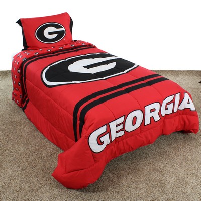 College Covers Georgia Bulldogs Reversible 3 Piece Comforter Set, Full Georgia Bulldogs