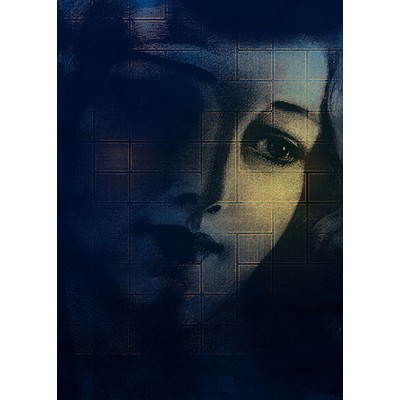 Wall Pops Illuminated Woman Wall Mural Blues