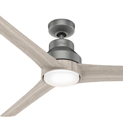 Hunter Fan Co Hunter 60 inch Lakemont Matte Silver Damp Rated Ceiling Fan with LED Light Kit and Handheld Remote Silver