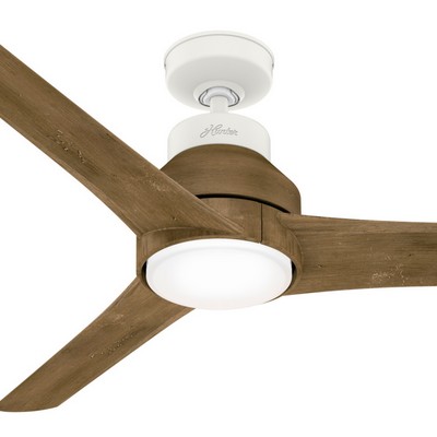 Hunter Fan Co Hunter 52 inch Lakemont Matte White Damp Rated Ceiling Fan with LED Light Kit and Handheld Remote White