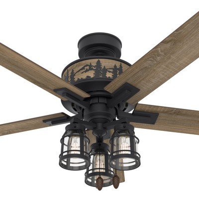 Hunter Fan Co Hunter 52 inch Vista Natural Black Iron Ceiling Fan with LED Light Kit and Pull Chain Black