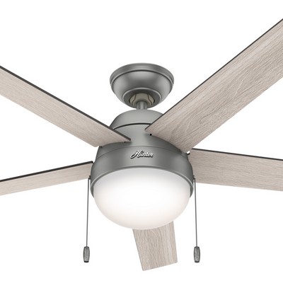 Hunter Fan Co Hunter 52 inch Anslee Matte Silver Ceiling Fan with LED Light Kit and Pull Chain Silver