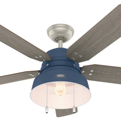 Hunter Fan Co Hunter 52 inch Mill Valley Indigo Blue Damp Rated Ceiling Fan with LED Light Kit and Pull Chain Blue