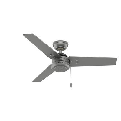 Hunter Fan Co Hunter 44 inch Cassius Matte Silver Damp Rated Ceiling Fan and Pull Chain Silver