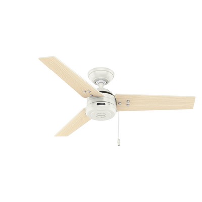 Hunter Fan Co Hunter 44 inch Cassius Fresh White Damp Rated Ceiling Fan and Pull Chain White