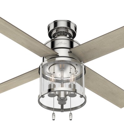 Hunter Fan Co Hunter 52 inch Astwood Polished Nickel Ceiling Fan with LED Light Kit and Pull Chain Brushed Nickel/Chrome