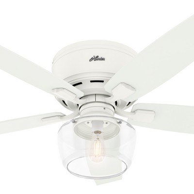 Hunter Fan Co Hunter 52 inch Bennett Matte White Low Profile Ceiling Fan with LED Light Kit and Handheld Remote White