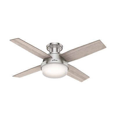 Hunter Fan Co Hunter 44 inch Dempsey Brushed Nickel Low Profile Ceiling Fan with LED Light Kit and Handheld Remote Brushed Nickel/Chrome