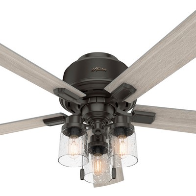 Hunter Fan Co Hunter 52 inch Hartland Noble Bronze Low Profile Ceiling Fan with LED Light Kit and Pull Chain Bronze/Brown