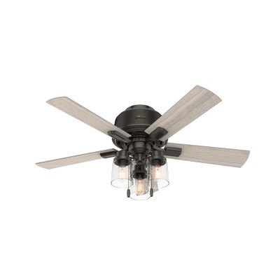 Hunter Fan Co Hunter 44 inch Hartland Noble Bronze Low Profile Ceiling Fan with LED Light Kit and Pull Chain Bronze/Brown