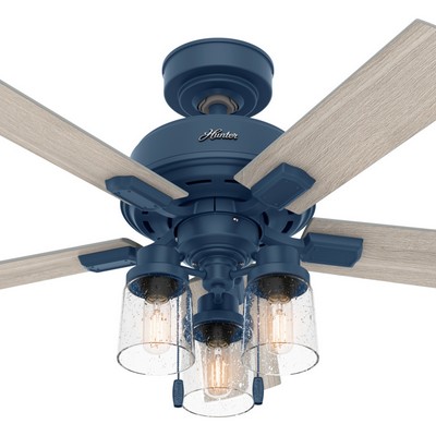 Hunter Fan Co Hunter 44 inch Hartland Indigo Blue Ceiling Fan with LED Light Kit and Pull Chain Blue