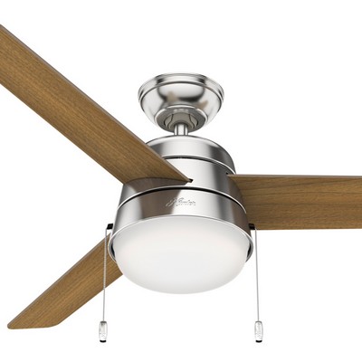 Hunter Fan Co Hunter 52 inch Aker Brushed Nickel Ceiling Fan with LED Light Kit and Pull Chain Brushed Nickel/Chrome