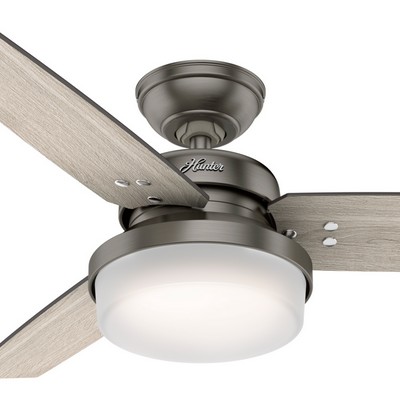 Hunter Fan Co Hunter 44 inch Sentinel Brushed Slate Ceiling Fan with LED Light Kit and Handheld Remote Silver