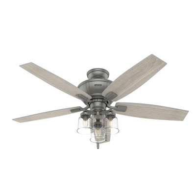 Hunter Fan Co Hunter 52 inch Charlotte Matte Silver Ceiling Fan with LED Light Kit and Pull Chain Silver