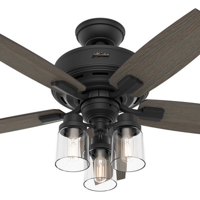 Hunter Fan Co Hunter 44 inch Bennett Matte Black Ceiling Fan with LED Light Kit and Handheld Remote Black