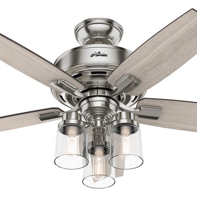 Hunter Fan Co Hunter 44 inch Bennett Brushed Nickel Ceiling Fan with LED Light Kit and Handheld Remote Brushed Nickel/Chrome