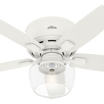 Hunter Fan Co Hunter 44 inch Bennett Matte White Low Profile Ceiling Fan with LED Light Kit and Handheld Remote White