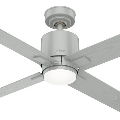 Hunter Fan Co Hunter 52 inch Visalia Quartz Grey Damp Rated Ceiling Fan with LED Light Kit and Handheld Remote Grey