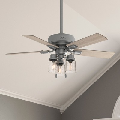 Hunter Fan Co Hunter 44 inch Hartland Matte Silver Ceiling Fan with LED Light Kit and Pull Chain Silver