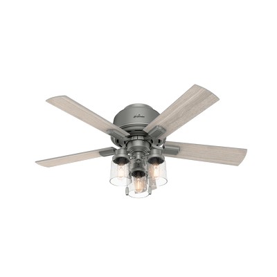 Hunter Fan Co Hunter 44 inch Hartland Matte Silver Low Profile Ceiling Fan with LED Light Kit and Pull Chain Silver