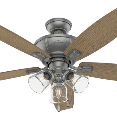 Hunter Fan Co Hunter 52 inch Darlington Matte Silver Ceiling Fan with LED Light Kit and Pull Chain Silver