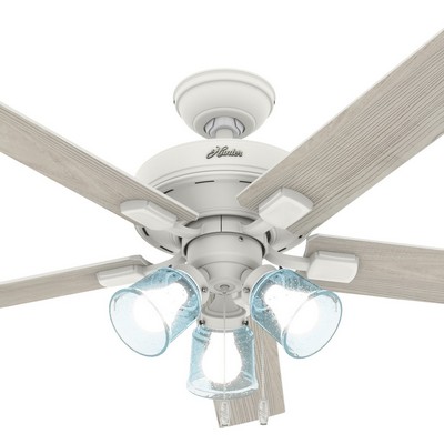 Hunter Fan Co Hunter 52 inch Whittier Matte White Ceiling Fan with LED Light Kit and Pull Chain White