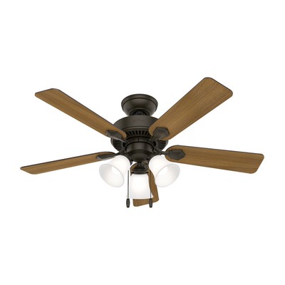 Hunter Fan Co Hunter 44 inch Swanson New Bronze Ceiling Fan with LED Light Kit and Pull Chain Bronze/Brown