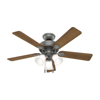 Hunter Fan Co Hunter 44 inch Swanson Matte Silver Ceiling Fan with LED Light Kit and Pull Chain Silver