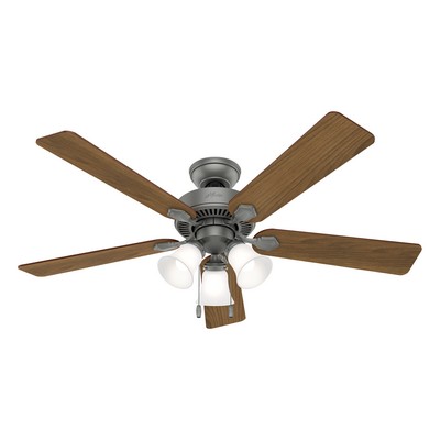 Hunter Fan Co Hunter 52 inch Swanson Matte Silver Ceiling Fan with LED Light Kit and Pull Chain Silver