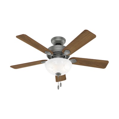 Hunter Fan Co Hunter 44 inch Swanson Matte Silver Ceiling Fan with LED Light Kit and Pull Chain Silver