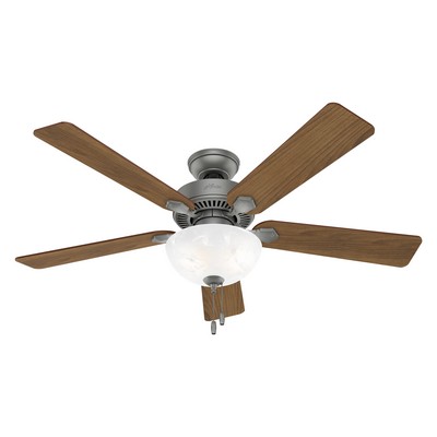 Hunter Fan Co Hunter 52 inch Swanson Matte Silver Ceiling Fan with LED Light Kit and Pull Chain Silver